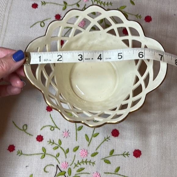 Vintage Lenox China round cutout floral design Basket Weave bowl - Picture 7 of 9